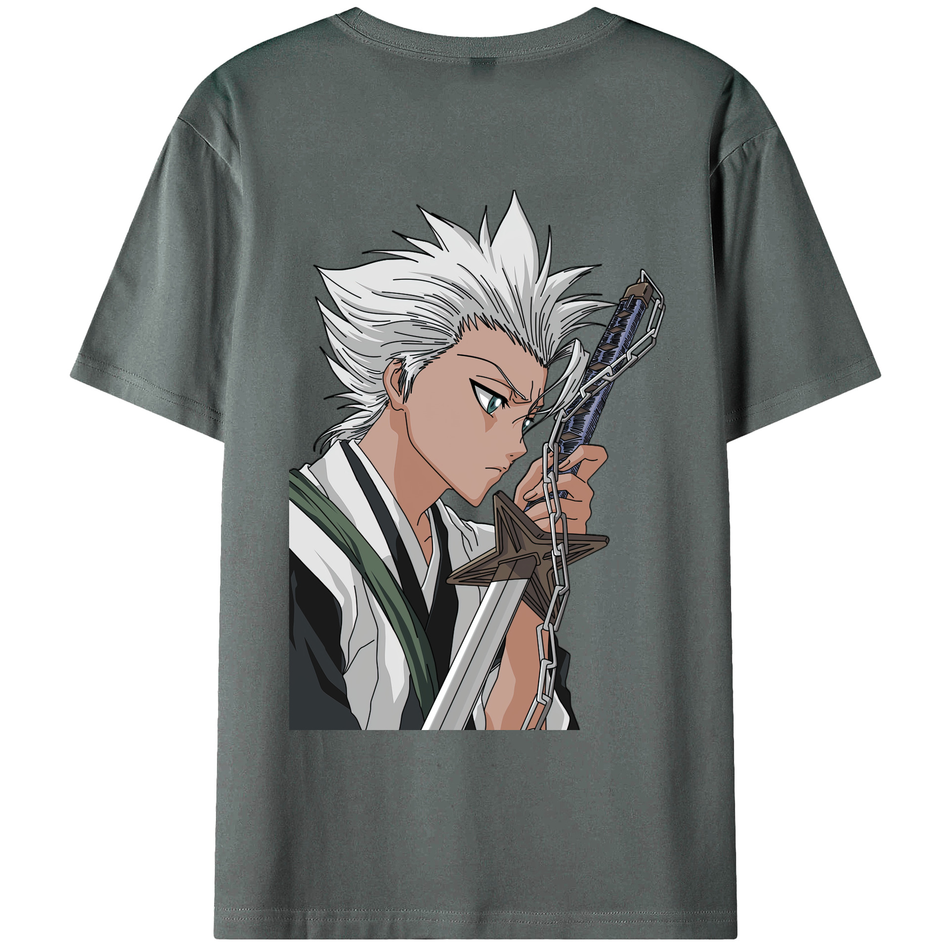 （画像用） ブリーチ 日番谷冬獅郎（ひつがや とうしろう） BLEACH Hitsugaya Toushirou 綿100％ メンズ半袖Tシャツ（バックプリント） 通気性